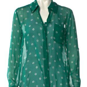 Diane von Furstenberg silk green printed blouse